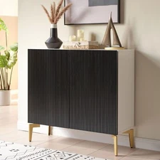 Kings Brand 2-Door Storage Cabinet Accent Sideboard Buffet Console Table, Black
