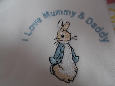 White Baby Sleep Suit Embroidered I LOVE MY DADDY sizes 0-12 mths