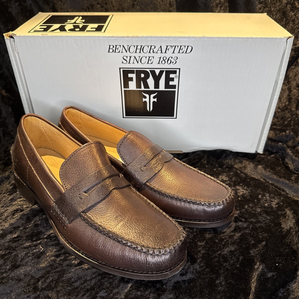 Frye Mens Classic Brown Leather Penny Loafers Frye Men main image 3