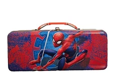 Spiderman🕷️Tool Box Tin School Supply Pencil/Pens with Handle Latch& Hinge NEW 