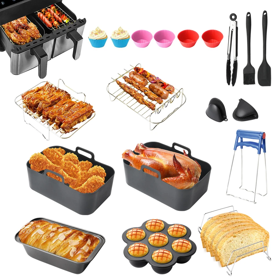 MARKENLOS 19PCS Zubehör Heißluftfritteuse für Ninja Foodi AF400EU AF300EU AF500EU Silikon