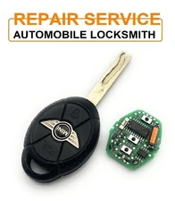 MINI COOPER S ONE R50 R53 3 BUTTON REMOTE KEY REPAIR BATTERY REPLACEMENT SERVICE