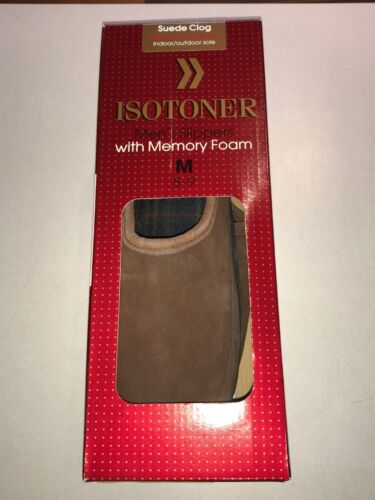 NEW Isotoner Brown Suede Clog Memory Foam Slipper Size M 8-9 - Picture 1 of 5
