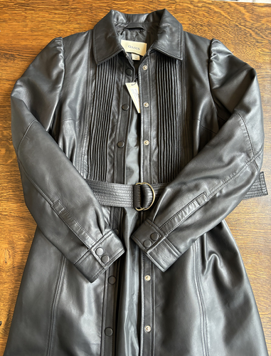 Oasis Leather Pleated Belted Mini Dress Black Size 10 - New With Tags - RRP £259 - Picture 11 of 11