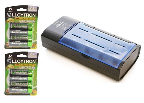 Battery Charger with Batteries for AA AAA 9V C D Size - LLOYTRON B1531 Black - Picture 15 of 19