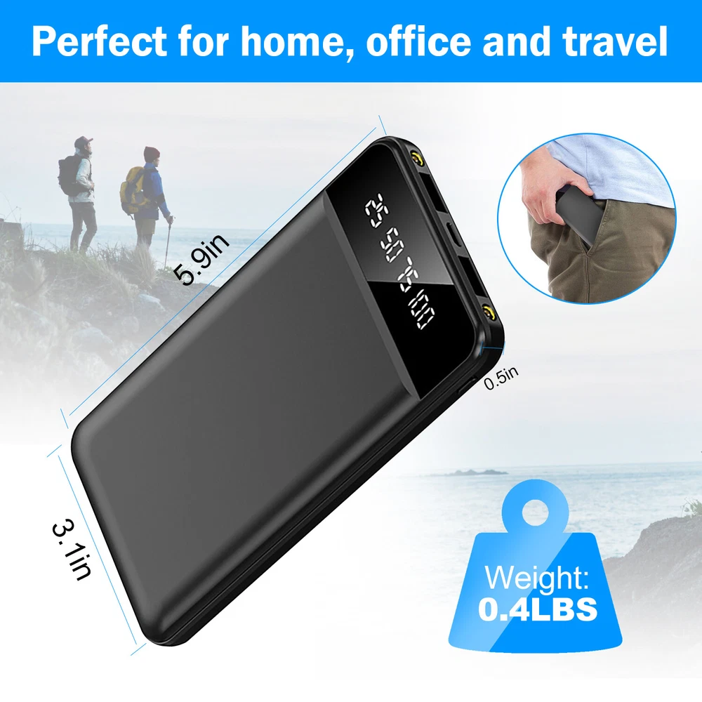 Power Bank 10000mah 2USB Charger External Portable Battery Backup For Cell Phone