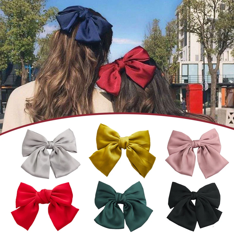 Pinzas para el cabello con moño de cinta de gran tamaño grandes elegantes moño pasadores franceses prendas para la cabeza Foto 4 de 4