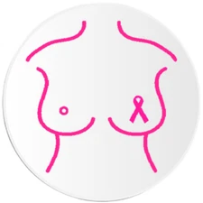 Pink Ribbon Woman Body Breast Cancer Awareness - 25 Pack Circle Stickers 3 Inch