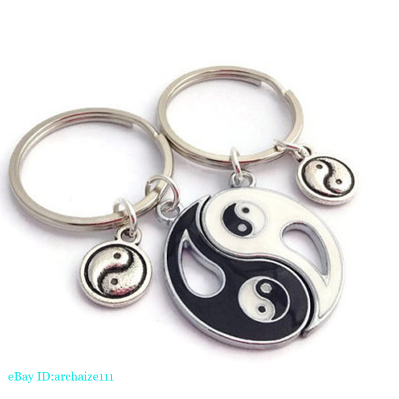 PCS Yin Yang Charm Enamel Keyring Keychain Best Friends Couple
