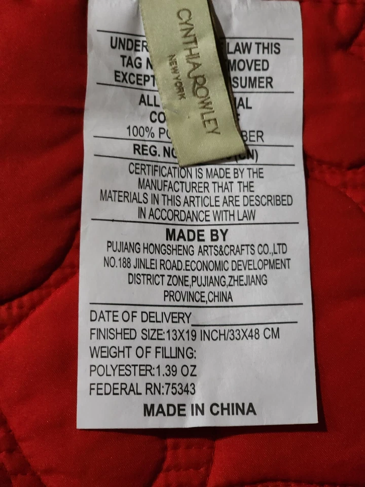 Colchonetas Cynthia Rowley rojas corazones hinchados 4 piezas poliéster acolchado Foto 4 de 4