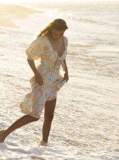 Roxy NEW Evening Delight Women's Floral Tie Front Midi Dress Size Med RRP $110