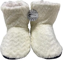 COUVER Women's Cable Knit/Solid Color Super Soft Cozy House Booties Socks Slippe