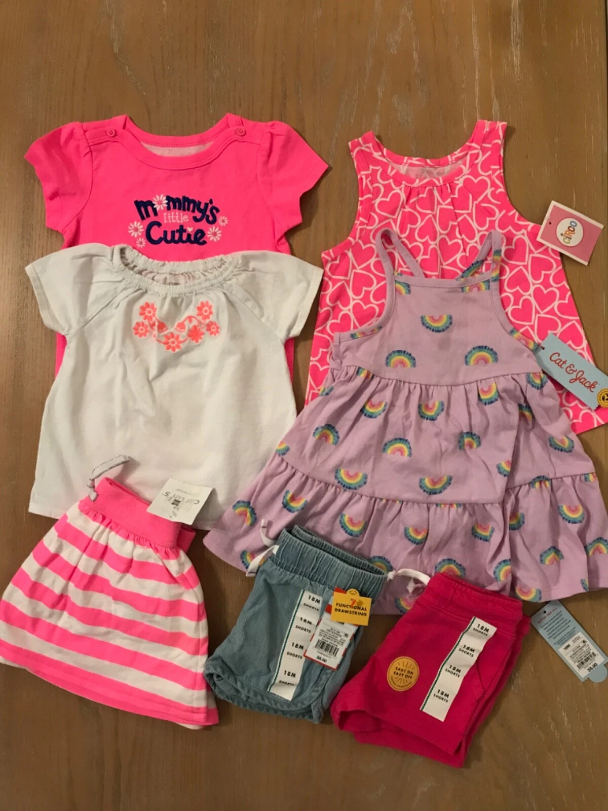 New! Cat & Jack, Others Infant Girls Clothing Lot of 7 (1 Used) Size 18 Months