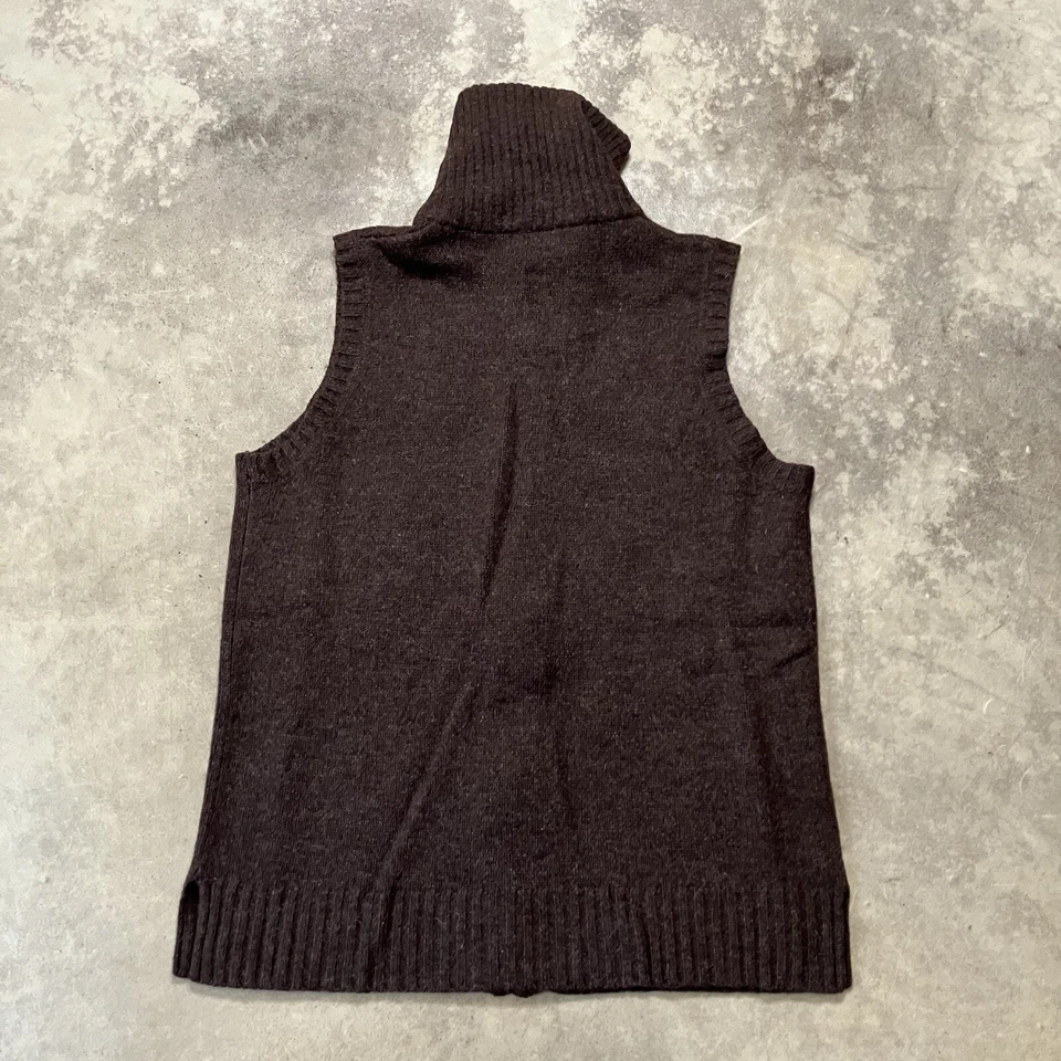 Suéter Rafaella Mujer Mediano Marrón Lana de Cordero Cremallera Cárdigan De Colección Cuello Alto Foto 4 de 4