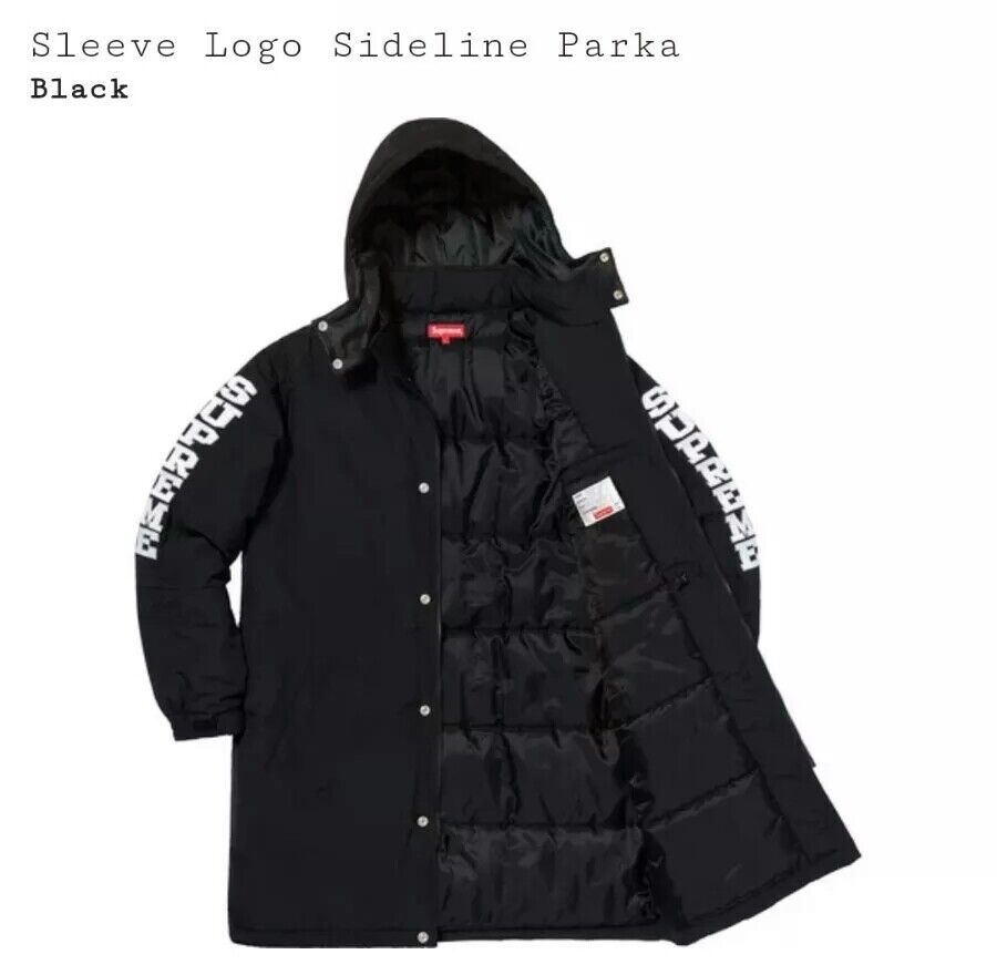 Supreme Sleeve Logo Sideline Parka XL Black | eBay Supreme Sleeve Logo Sideline Parka XL Black | eBay