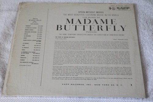 The Rome Symphony Orchestra The Music Of Madame Butterfly VG+ LP Classical - Picture 2 of 2