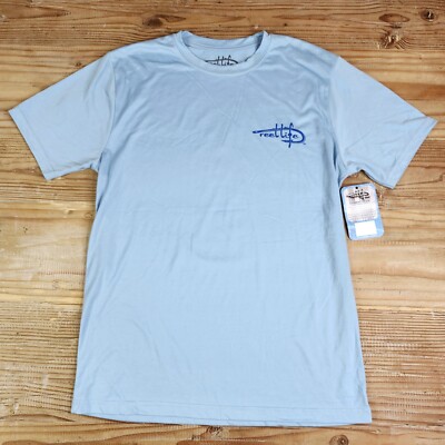 REEL LIFE NEW Mens T-Shirt Size Medium Blue Soft Short Sleeve Graphic Tee