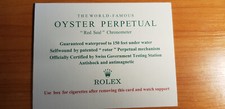 Rolex Oyster Perpetual CigarettesCard english in good condition