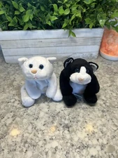 Cat GANZ 7" Holly & Milly 2 Black White Bean Bag 1996 VTG Floppy Plush Toss'ems