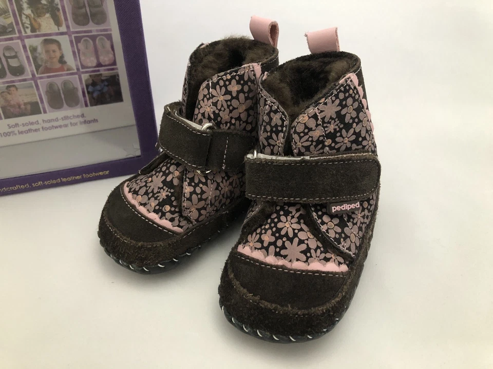 NUEVAS Botas Pediped Originales - Rosa y Marrón, Cuero y Piel Sintética 6-12 Meses Foto 2 de 4