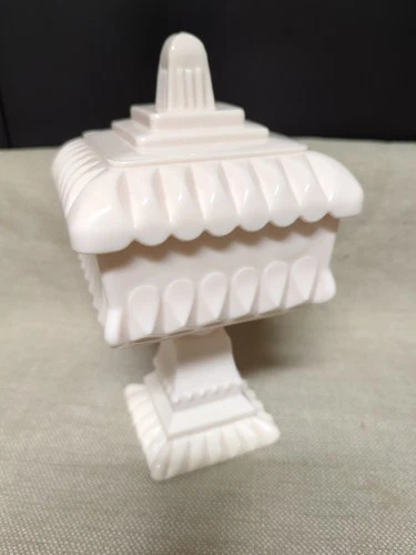 Vintage Jeannette Pink Milk Glass Covered Compote / Wedding Bowl / Candy Dish