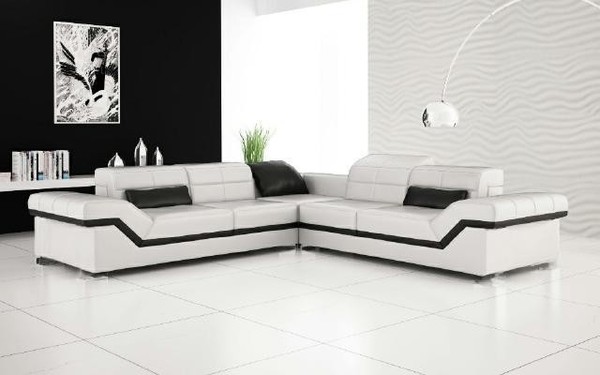 Ledersofa Xxl Wohnlandschaft Couch Design Sofa Mit Usb Ecksofa Sofagarnitur Weiß-image