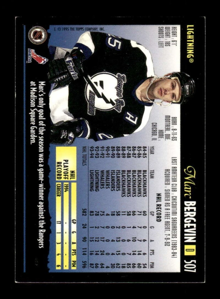 1994-95 O-Pee-Chee Premier 507 Marc Bergevin signed auto autograph  BXCP49 - Image 2 of 2