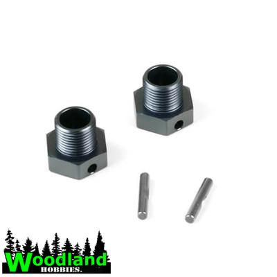 Tekno TKR9671   Wheel Hubs (+2mm offset, 17mm, gun metal ano, w/pins, 2pcs)