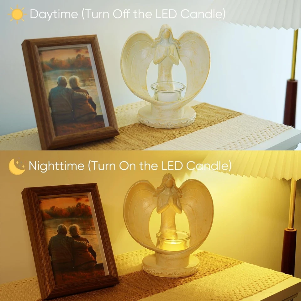 Ángel Regalos Oración Simpatía Candelabro Estatua Parpadeante LED Luces de Té Único Foto 3 de 4