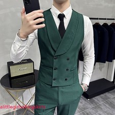 Men Suit-Vest Slim Wedding Business Double Breasted Formal Lapel Waistcoat Tops