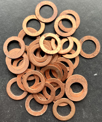 M10 Kupferscheiben - 16 mm O/D x 10,1 mm I/D x 1 mm Thk, verschiedene Mengen
