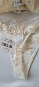LA PERLA 32D Italia 2 S ivory SHEER & LACE bra & thing GREENHOUSE set NWT 