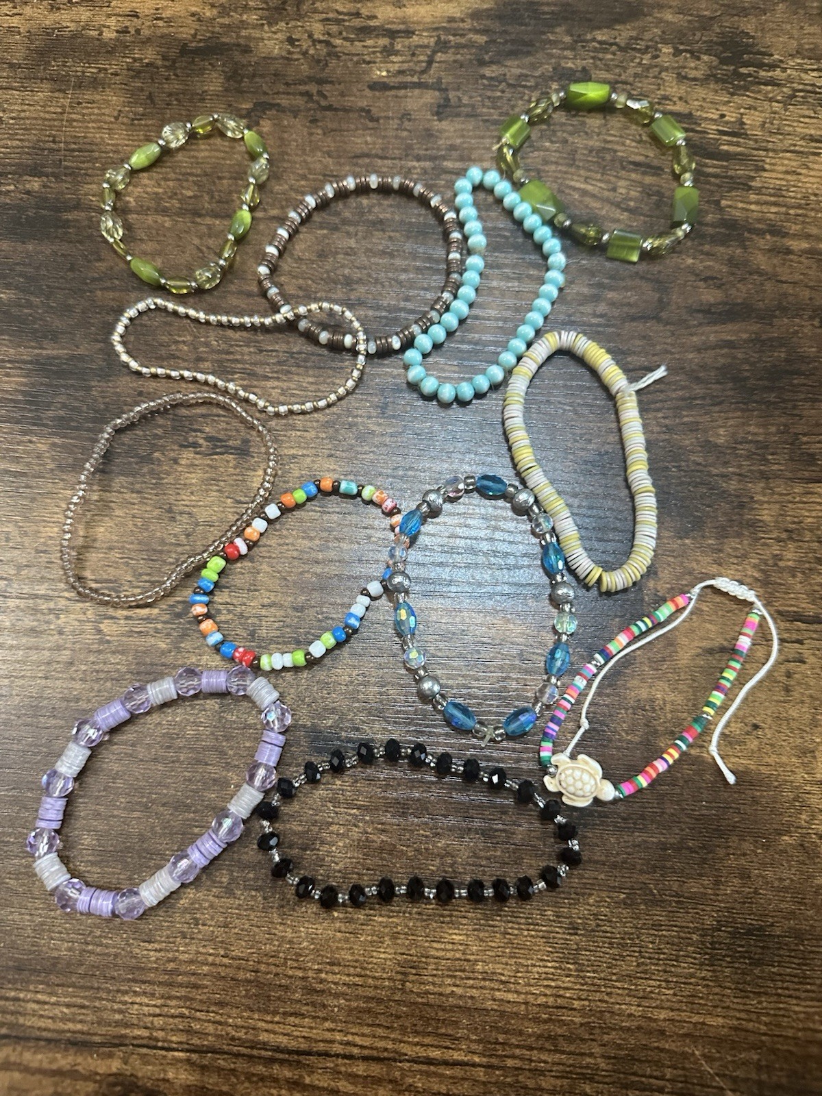 Boho Stretch Bracelet Lot Beaded Stackable Colorf… - image 1