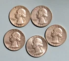 Lot of (5) Pre 1964 Washington Quarters  90% Silver 48S- 52S - 59D- 60D - 62P