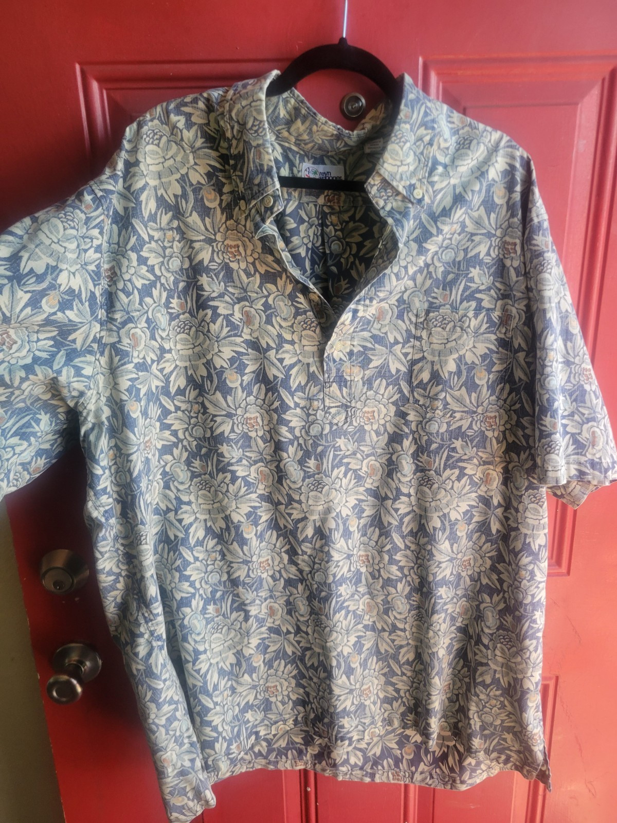 Reyn Spooner Men's Short Sleeve Floral Hawaiian Button-Up Shirt Blue/White 3XL