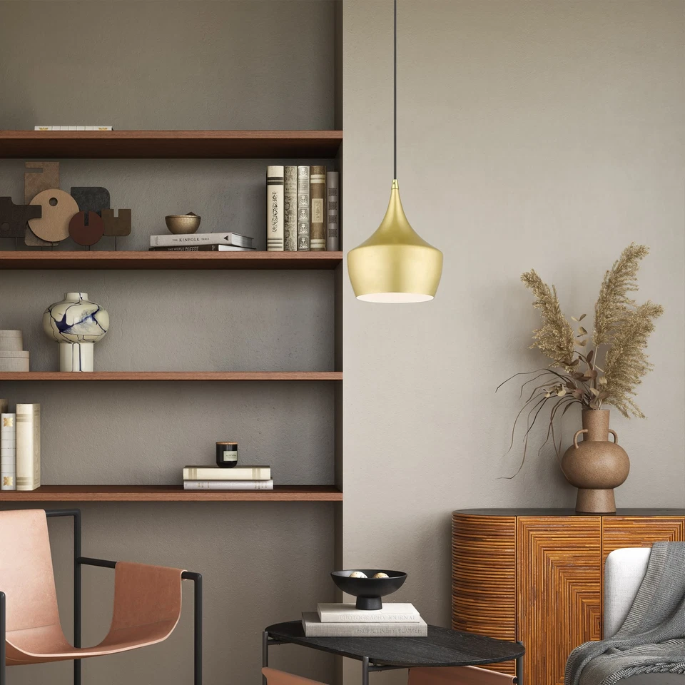 Livex Lighting 41186 华尔道夫 10 英寸宽迷你吊坠 - 软金/抛光黄铜 — 第 3/4 张图片