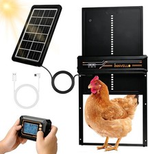 Solar Automatic Chicken Coop Door w/ Remote, Timer  Light Sensor Anti-Pinch