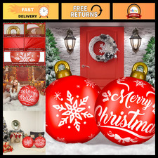 Giant Inflatable Christmas Balls Ornaments - 32" Red  White - 2 Pack