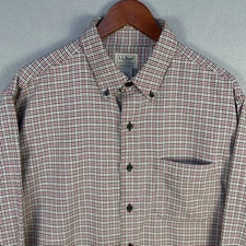 LL Bean Flannel Shirt Mens Large Tall Plaid Long Sleeve Button Traditional Fit