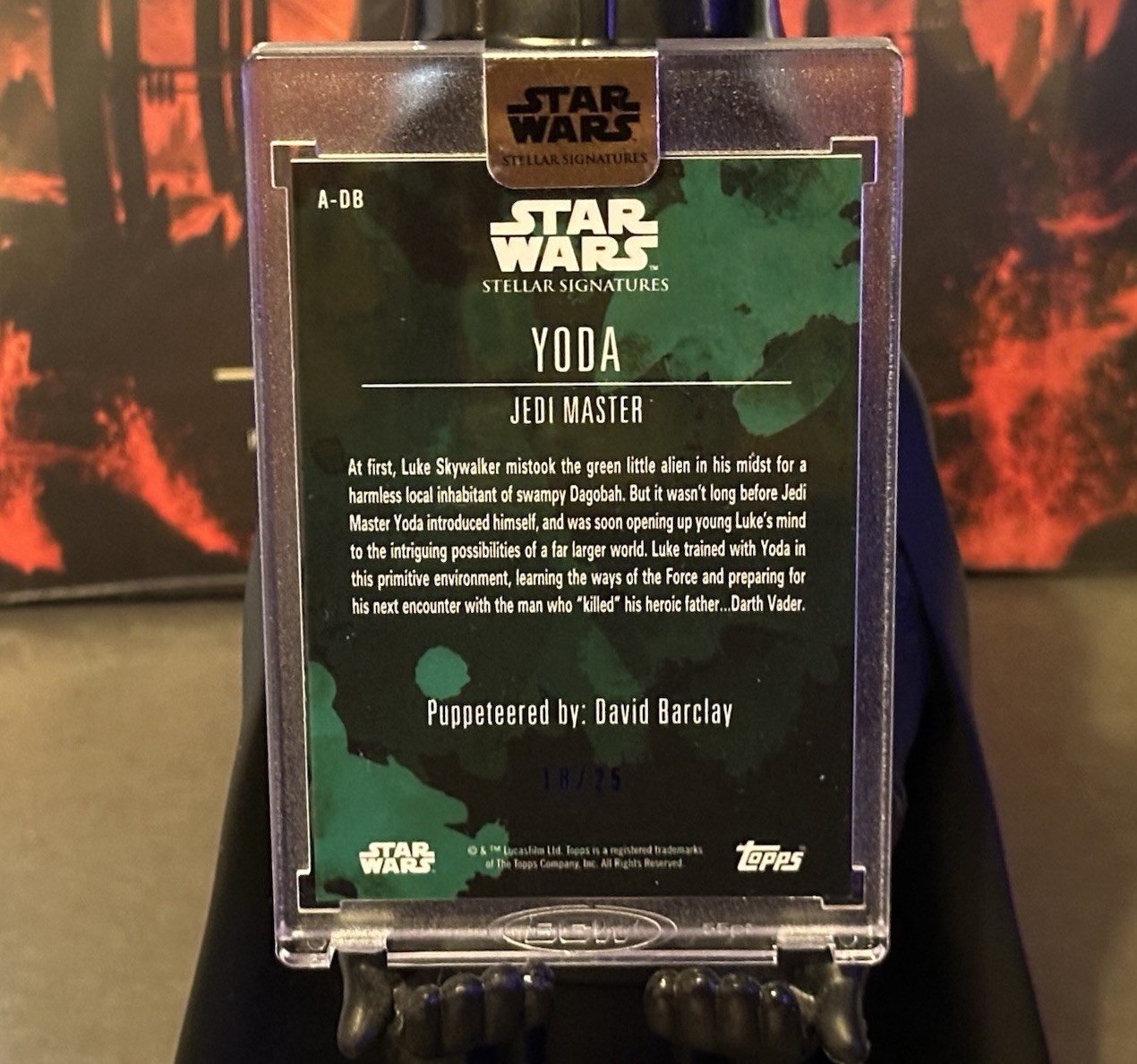 2019 Topps Star Wars Stellar DAVID BARCLAY Autograph Blue 18/25 YODA NM Auto view 3
