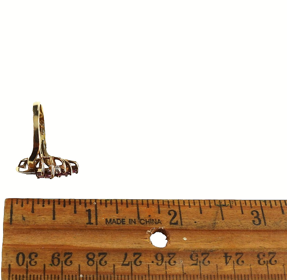 Vintage Solid 10K Gold Ruby Diamonds Emerlad Cut … - image 19