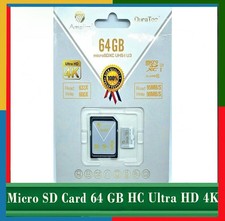 Image of Micro SD Card 64 GB HC ultra HD 4k sdhcuhd1 u3 class 10 Duradata with adaptor