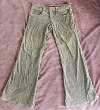 VINTAGE TRIPP NYC WOMEN  S CORDUROY BOOTCUT FLARE RAVE PANTS Y2K SIZE 7 EMO GREEN
