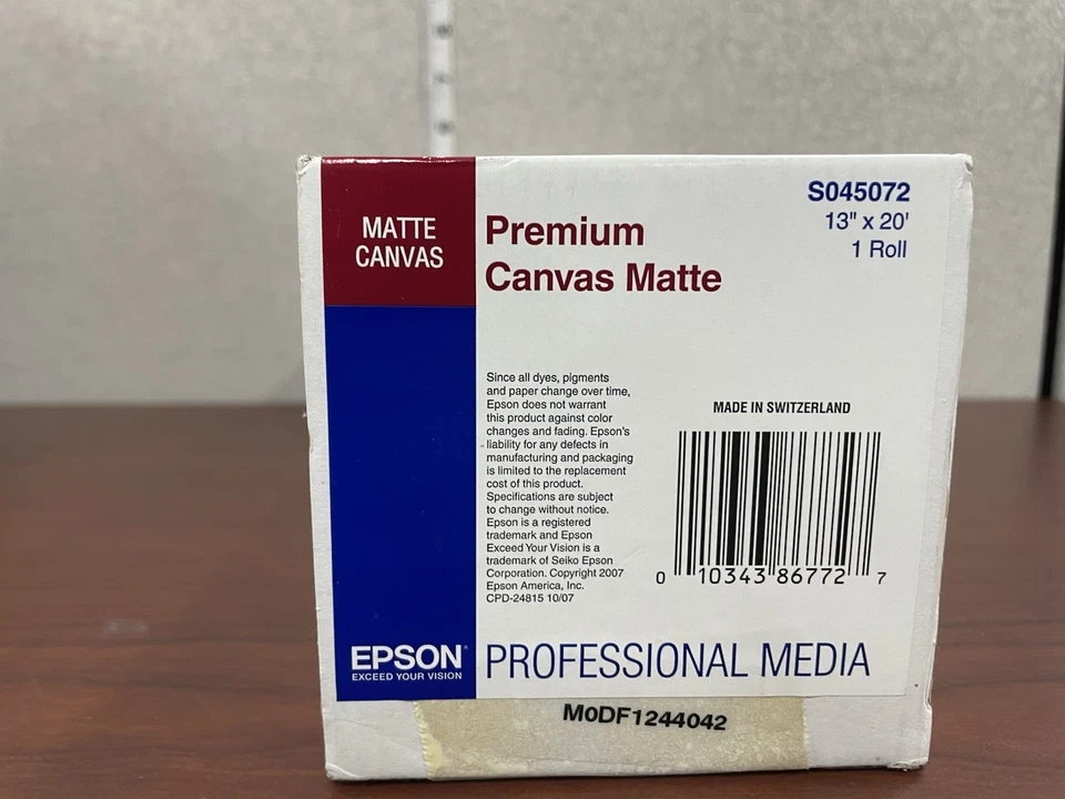 EPSON Professional MEDIA Premium CANVAS Matte 13"x20’ Roll S045072 NEW Open BOX! - Image 2 of 4