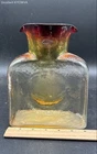 Blenko Amberina Hammered Glass Vase Red Amber Flared Top