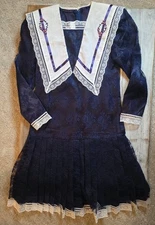 Vtg Gunne Sax Jessica McClintock Dk Purple Pleated Lace Drop Waist Victorian...