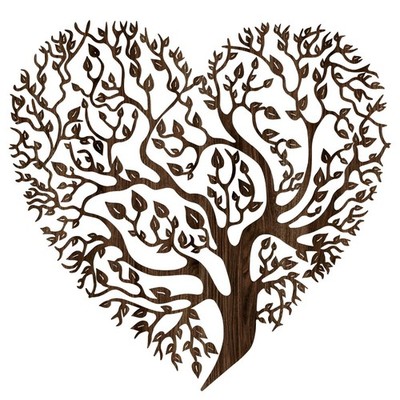 60x53cm GROß Handarbeit HOLZ Lebensbaum Herz Laser Cut Metall Wandbild Deko