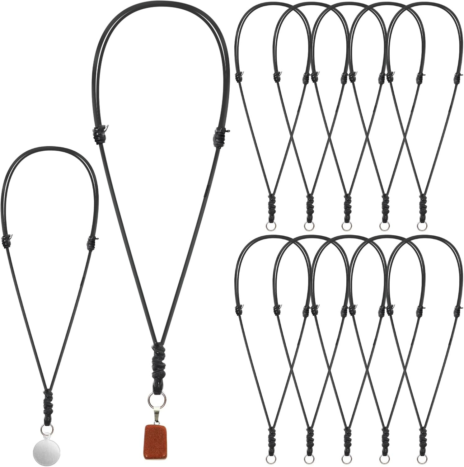 10 PCS Necklace String Necklace Cord Black Adjustable Leather Rope Necklaces New