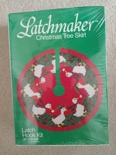 Vintage Country Geese Latch Hook Christmas Tree Skirt Kit - unopened