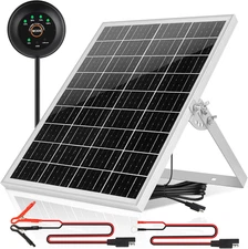 Solar Panel Kit 25W 12V Solar Battery Trickle Charger Maintainer, Built-In Water